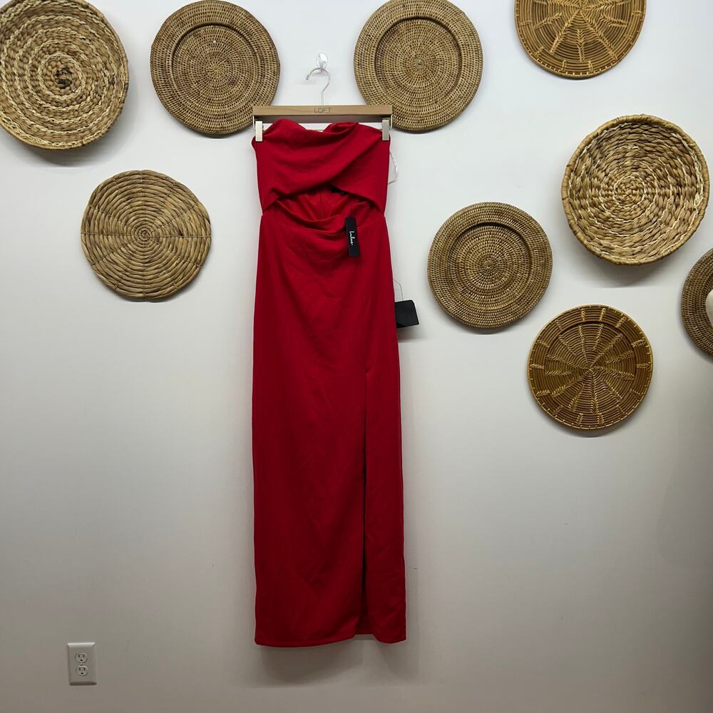 NEW Lulus Extravagant Persona Red Strapless Cutout Column Maxi Dress Medium - Picture 2 of 7